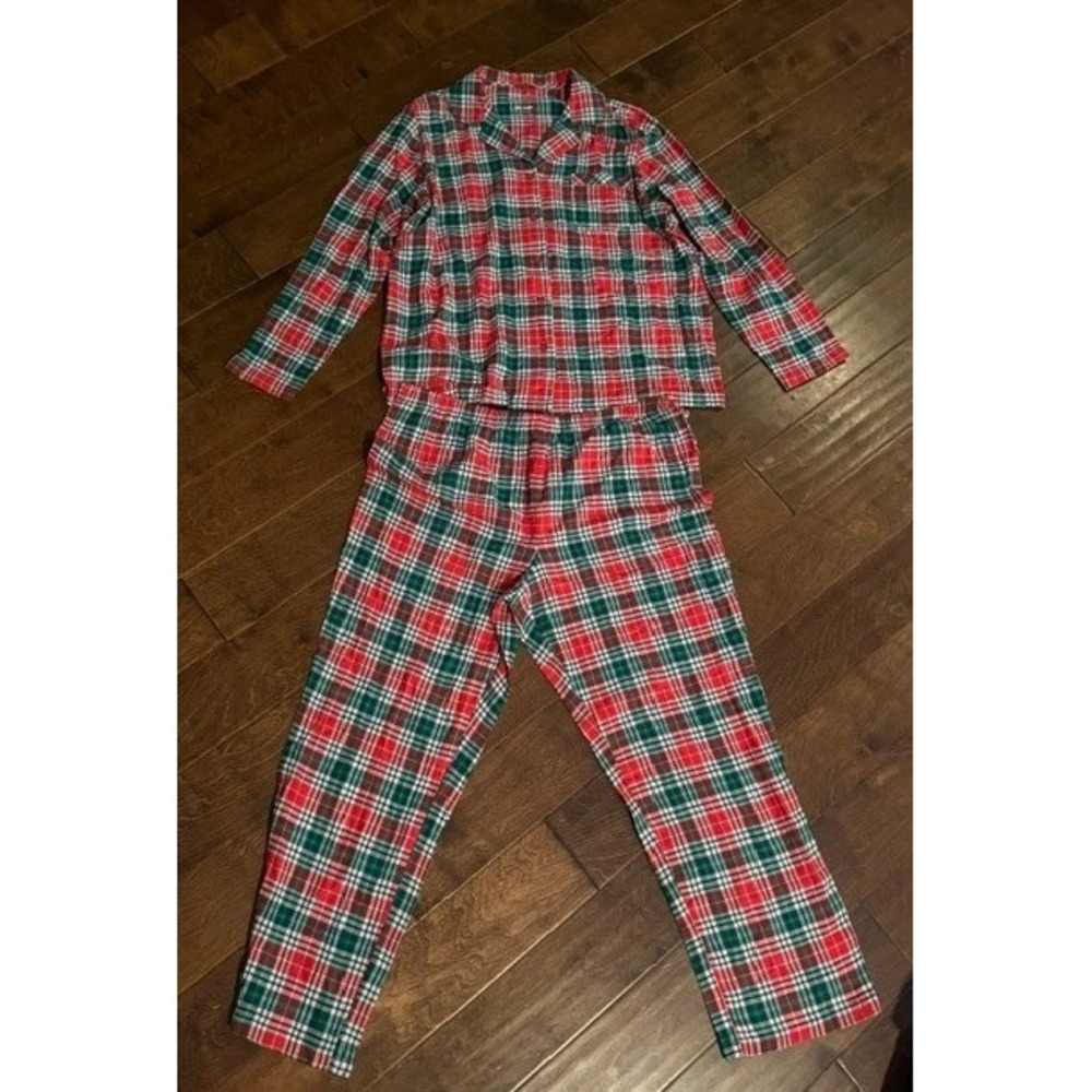 Jammies For Your Families Womens XXL Red Green Plaid 100% Cotton Pajama Set NWT